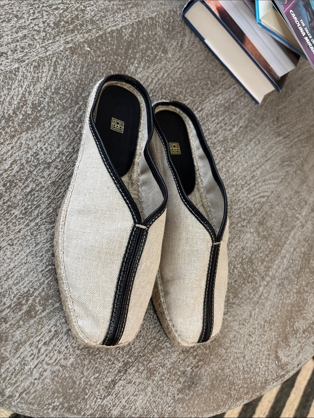 TOTEME Leather-Trimmed Canvas Espadrille Mules Size 35 - Picture 3 of 5